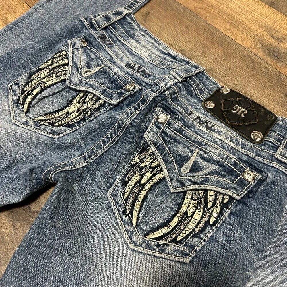 Miss Me Y2K Women's Blue Skinny Jeans with Embellished Pockets